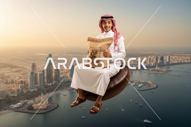 رجل سعودي فوق حبة بن بمدينة الكويت