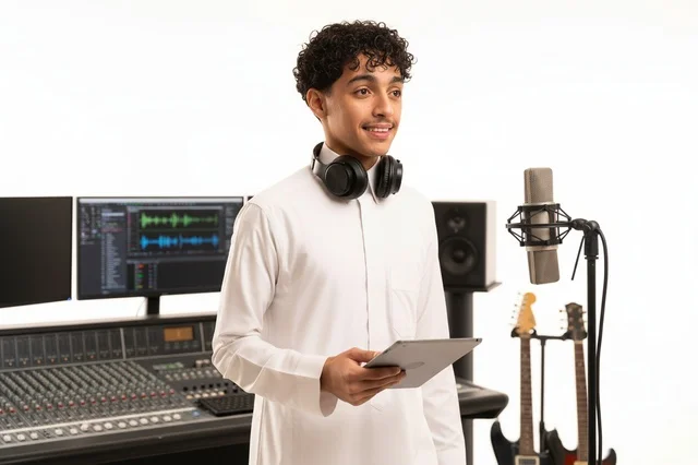 Saudi Musician in Professional Recording Studio