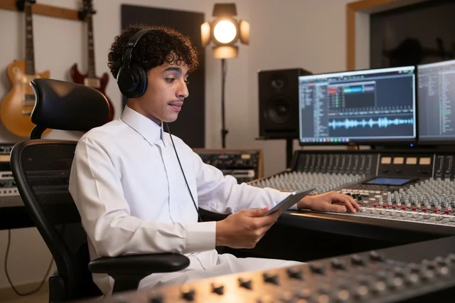 Saudi Music Producer in Professional Recording Studio