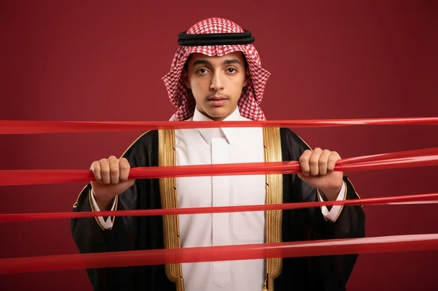 رجل سعودي بالزي التقليدي والبشت في استوديو رجل سعودي بالزي التقليدي والبشت في استوديو