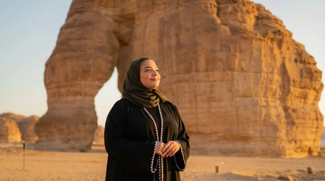 Saudi Woman at Elephant Rock AlUla Sunset