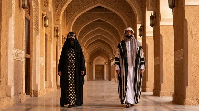 Saudi Couple in Traditional Heritage Architecture