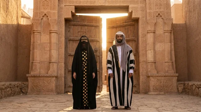 Saudi Couple in Traditional Clothing at Heritage Village