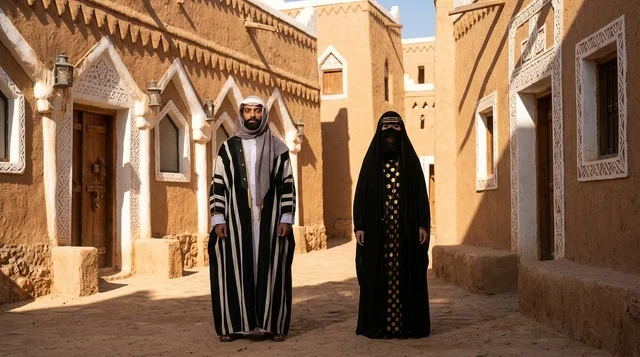 Saudi Couple in Traditional Clothing at Heritage Village
