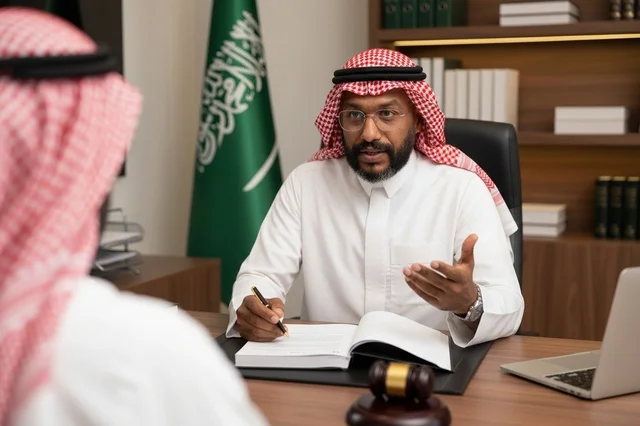 مسؤول سعودي في مكتب عمل مع العلم الوطني