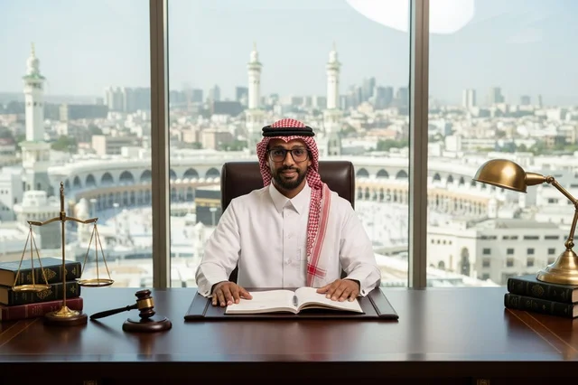 محام سعودي في مكتب يطل على الحرم المكي الشريف