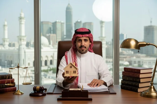 محامي عقارات سعودي في مكتبه بمكة المكرمة