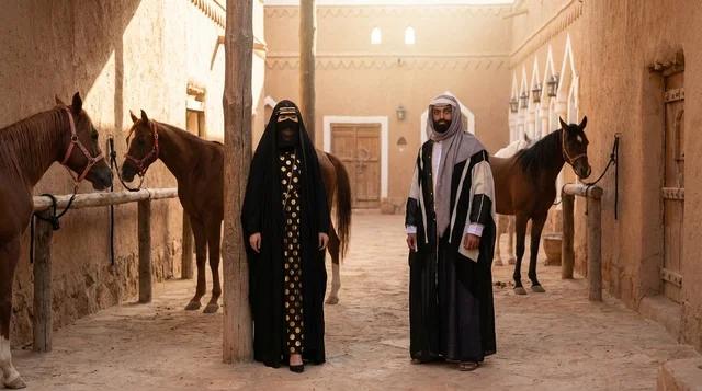 Saudi Couple in Traditional Dress at Heritage Village