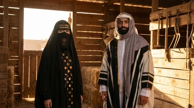 Emirati Couple in Traditional Heritage Clothing Barn