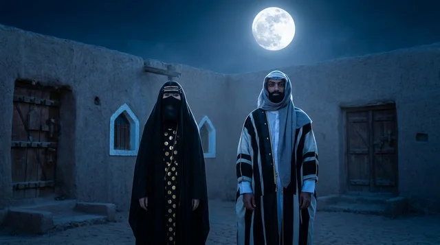 Saudi Couple in Traditional Dress at Heritage Village