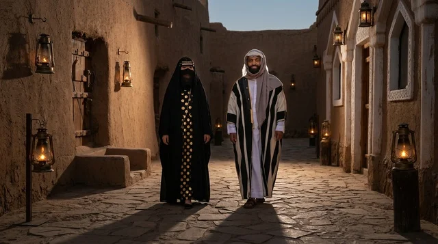 Saudi Couple in Traditional Attire at Heritage Village