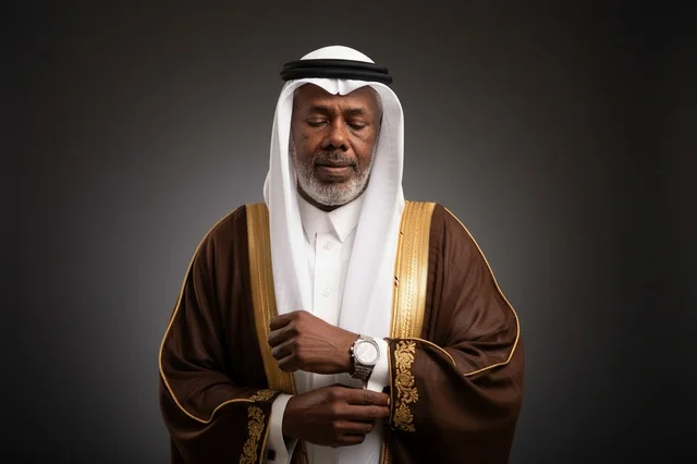 رجل سعودي من أصول أفريقية يرتدي البشت التقليدي