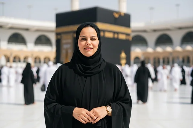 Saudi Woman at Holy Kaaba Masjid al-Haram Mecca