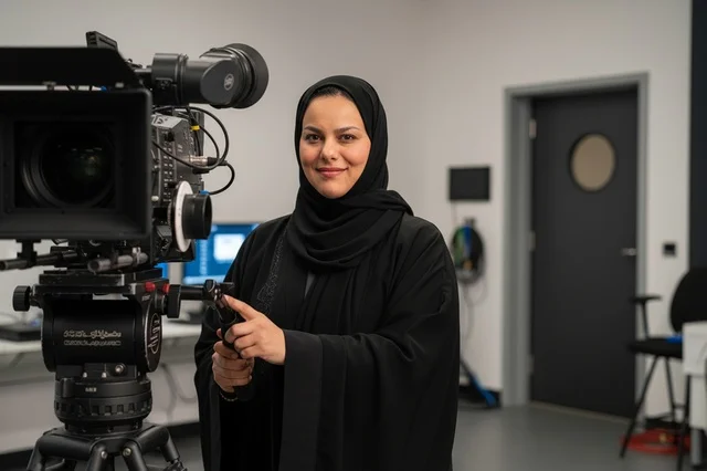 Emirati Female Cinematographer with Professional Camera