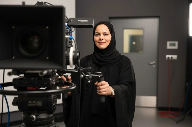 Emirati Female Cinematographer with Cinema Camera