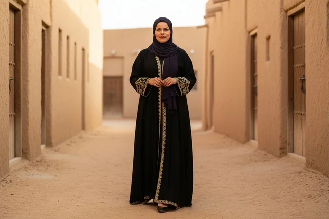 Emirati Woman in Traditional Abaya at Heritage Village