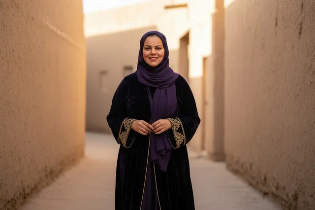 Saudi Woman in Traditional Abaya at Heritage Village