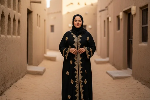 Emirati Woman in Black Abaya at Heritage Village