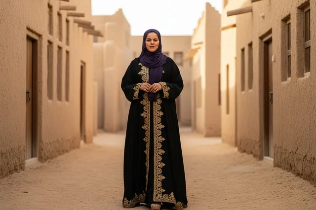 Emirati Woman in Traditional Abaya at Heritage Village