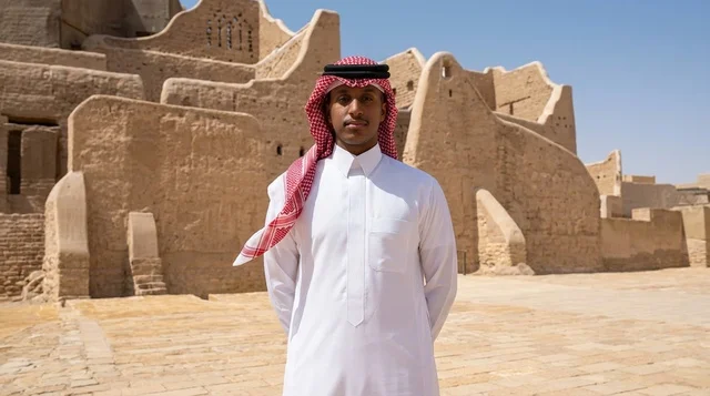 رجل سعودي في منطقة الدرعية التاريخية بالسعودية