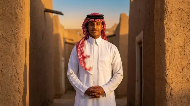 Saudi Man in Traditional Thobe at Heritage Village