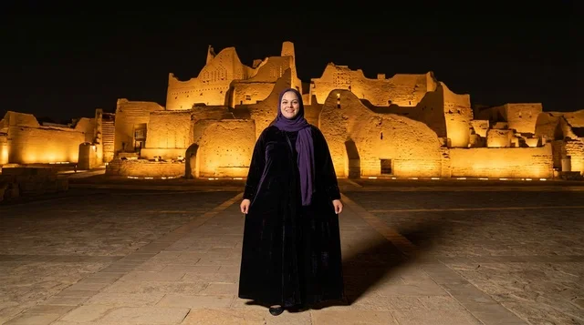 Saudi Woman at At-Turaif District Diriyah Night