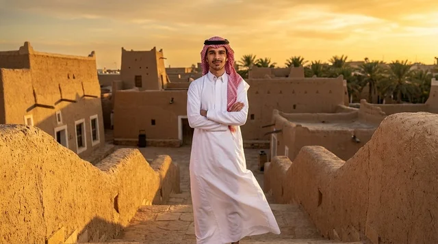 Saudi Man in Traditional Dress at Heritage Village
