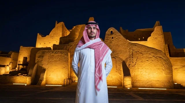Saudi Man at Al-Turaif District Diriyah Night