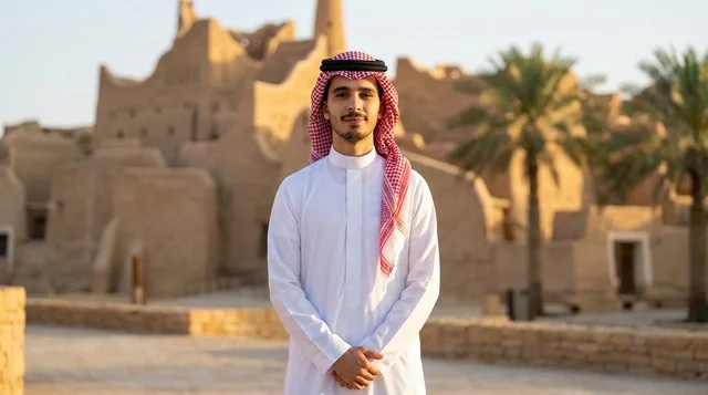 رجل سعودي في حي الطريف التاريخي بالدرعية