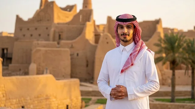 Saudi Man at Diriyah At-Turaif Historic Site