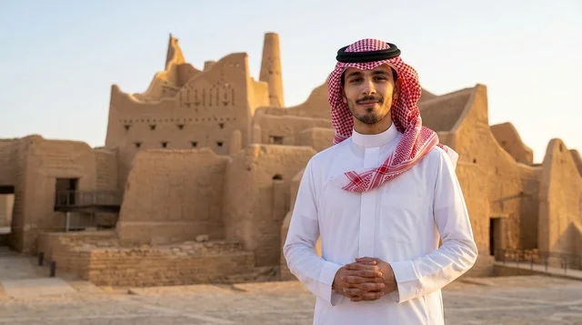 Saudi Man in Traditional Dress at Diriyah Heritage Site