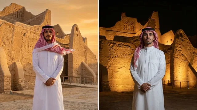 رجل سعودي في حي الطريف التاريخي بالدرعية
