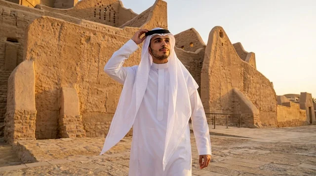 Saudi Man at At-Turaif Heritage Site in Diriyah