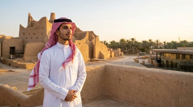 Saudi Man in Traditional Dress at Diriyah Riyadh