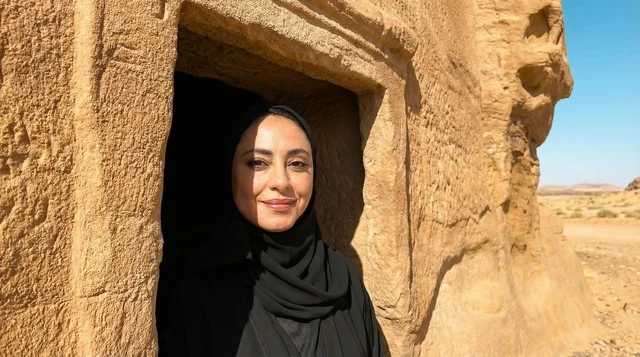 Saudi Woman at AlUla Hegra Heritage Site