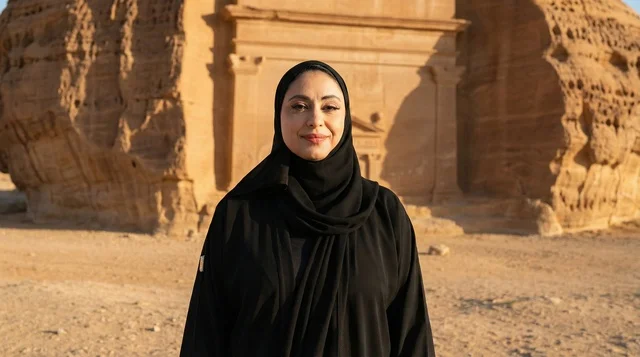 Saudi Woman at Hegra Al-Ula Archaeological Site