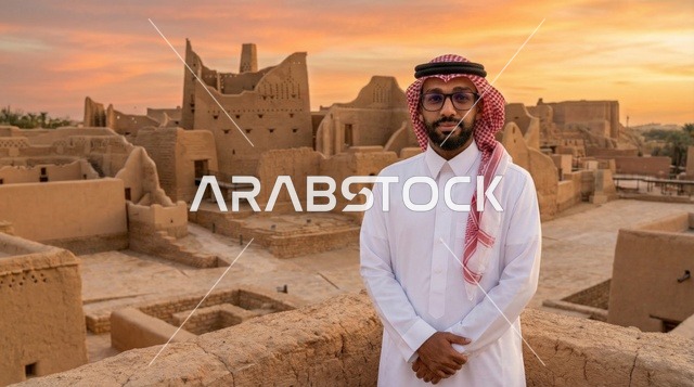 رجل سعودي في حي الطريف التاريخي بالدرعية