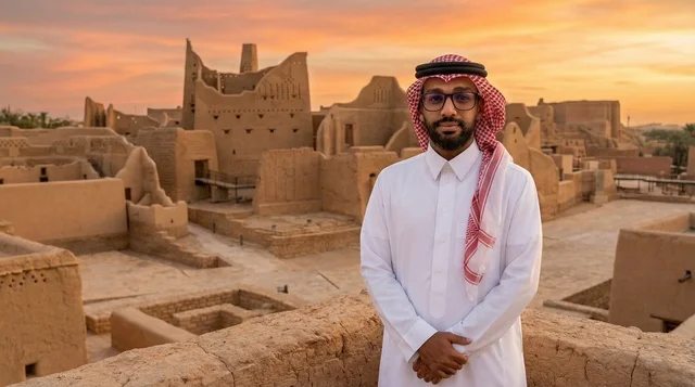 رجل سعودي في حي الطريف التاريخي بالدرعية