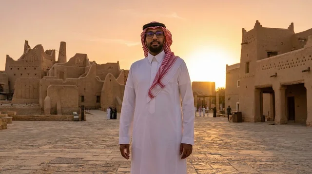 رجل سعودي في حي الطريف التاريخي بالدرعية