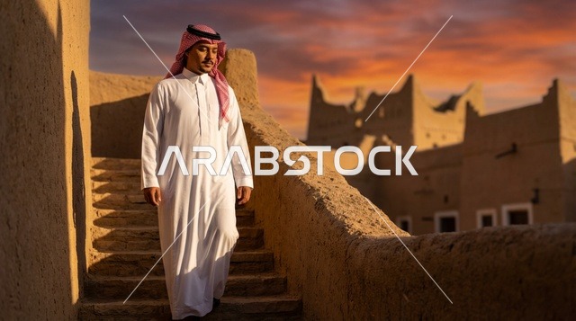 رجل سعودي في حي الطريف التاريخي بالدرعية