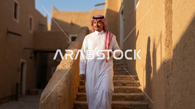 رجل سعودي في حي الطريف التاريخي بالدرعية