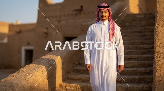 رجل سعودي في حي الطريف التاريخي بالدرعية