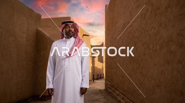 رجل سعودي في حي الطريف التاريخي بالدرعية