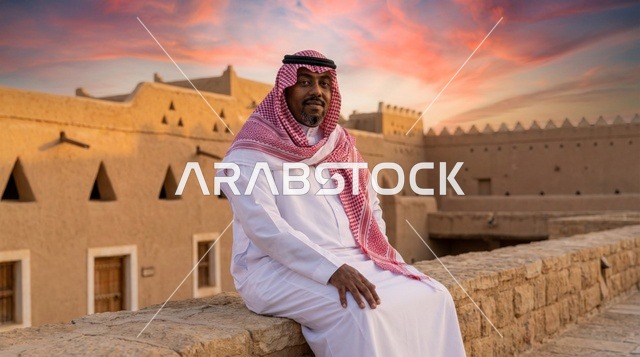 رجل سعودي في حي الطريف التاريخي بالدرعية