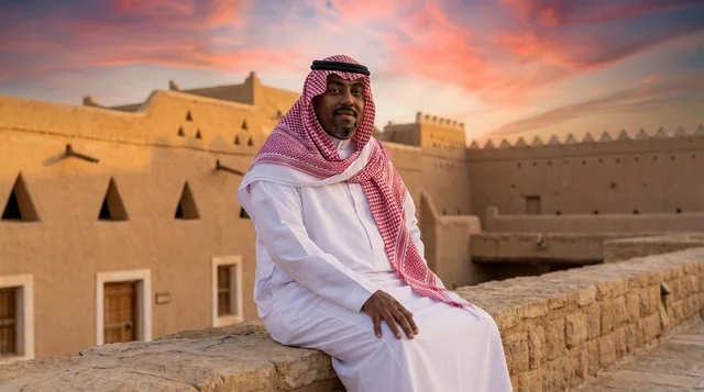 A Saudi man in the historic Al-Turaif neighborhood in Diriyah.