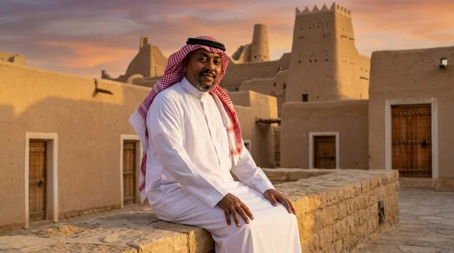 رجل سعودي في حي الطريف التاريخي بالدرعية
