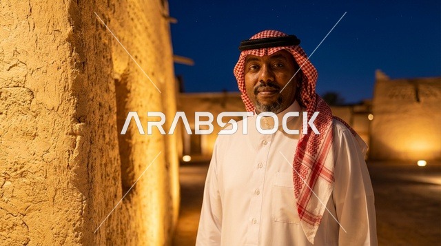 رجل سعودي في حي الطريف التاريخي بالدرعية