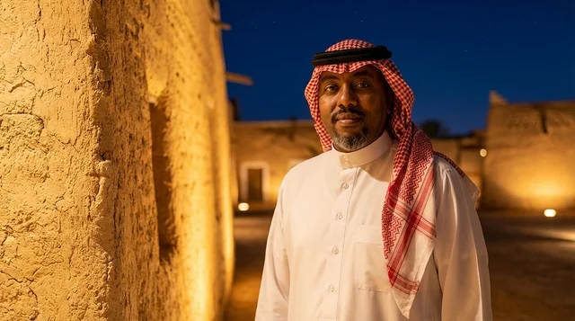 A Saudi man in the historic Al-Turaif neighborhood in Diriyah.