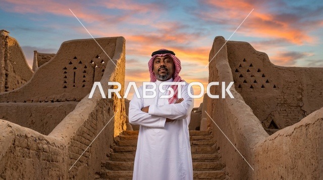 رجل سعودي في حي الطريف التاريخي بالدرعية