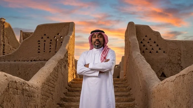 رجل سعودي في حي الطريف التاريخي بالدرعية